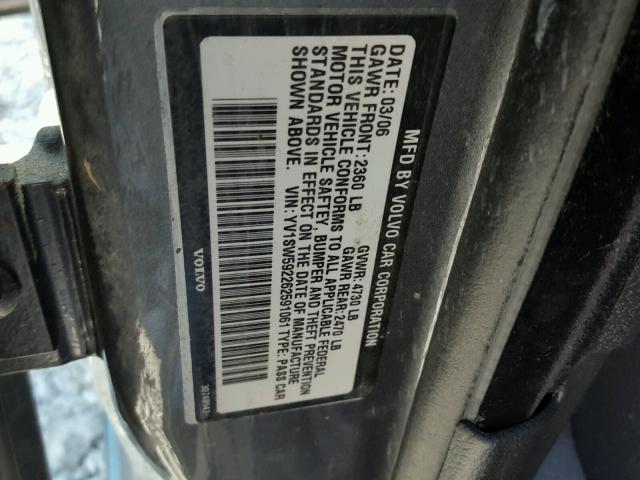 YV1SW592262591061 - 2006 VOLVO V70 2.5T GRAY photo 10