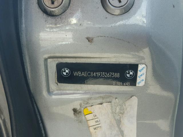 WBAEC8419J3267388 - 1988 BMW 635 CSI AU SILVER photo 10