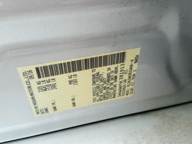 1N4AA6AP7HC381913 - 2017 NISSAN MAXIMA 3.5 SILVER photo 10