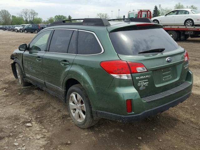 4S4BRBKC8B3319581 - 2011 SUBARU OUTBACK 2. GREEN photo 3