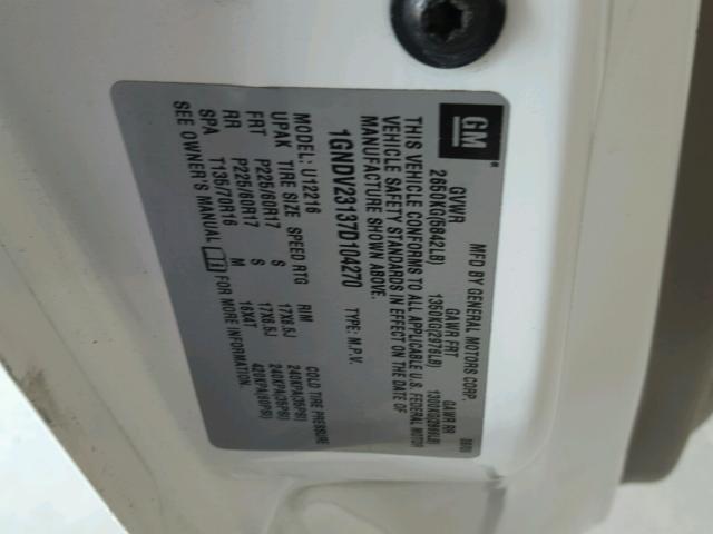 1GNDV23137D104270 - 2007 CHEVROLET UPLANDER L 白色 照片 10