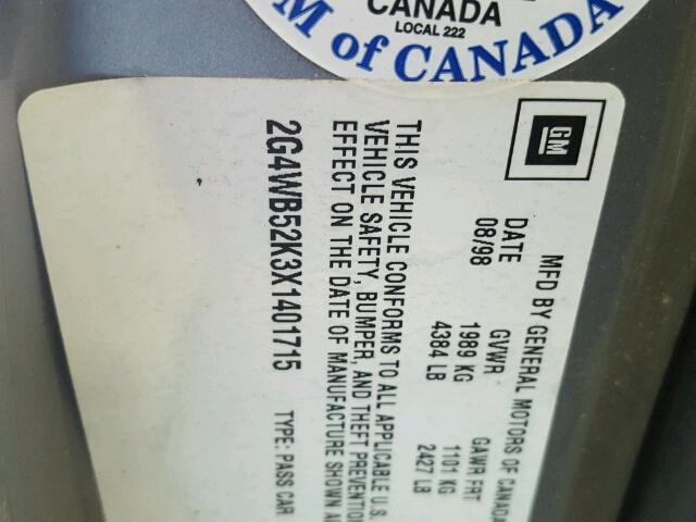 2G4WB52K3X1401715 - 1999 BUICK REGAL LS 棕色 照片 10