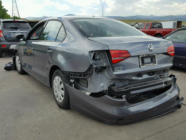 3VW2K7AJ7FM313049 - 2015 VOLKSWAGEN JETTA BASE GRAY photo 3