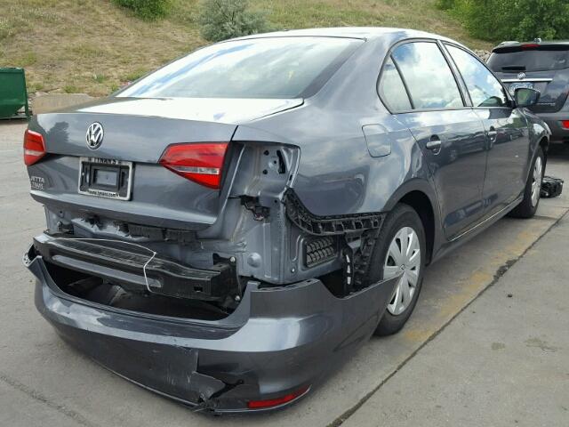 3VW2K7AJ7FM313049 - 2015 VOLKSWAGEN JETTA BASE GRAY photo 4