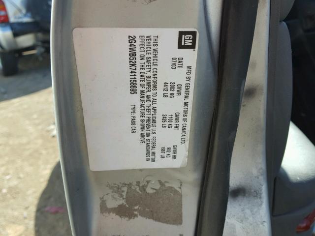 2G4WB52K741158695 - 2004 BUICK REGAL LS 银色 照片 10