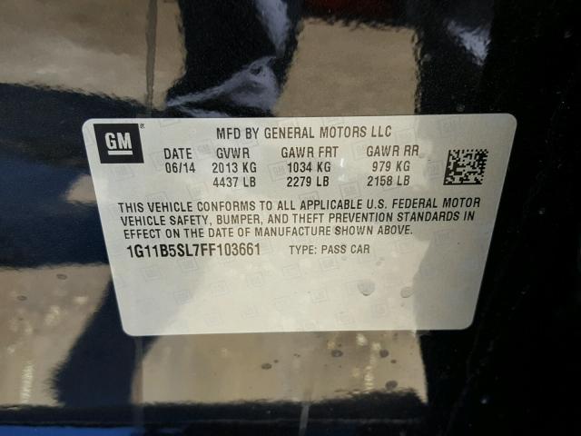 1G11B5SL7FF103661 - 2015 CHEVROLET MALIBU LS 黑色 照片 10