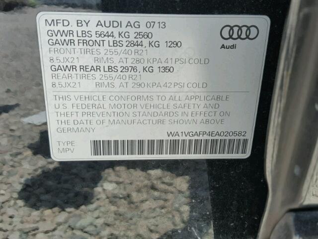 WA1VGAFP4EA020582 - 2014 AUDI SQ5 PRESTI BLACK photo 10