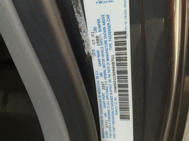 3VWDD21C92M408701 - 2002 VOLKSWAGEN NEW BEETLE 灰色 照片 10