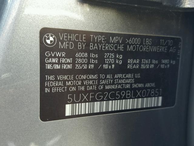 5UXFG2C59BLX07851 - 2011 BMW X6 XDRIVE3 Mavi foto 10