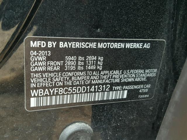 WBAYF8C55DD141312 - 2013 BMW 750LI XDRI BLACK photo 10