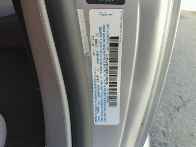 3VWBK21C83M407473 - 2003 VOLKSWAGEN NEW BEETLE 银色 照片 10