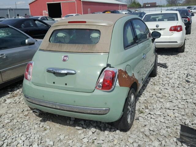 3C3CFFER9CT313209 - 2012 FIAT 500 LOUNGE GREEN photo 4