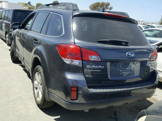 4S4BRDLC5B2440553 - 2011 SUBARU OUTBACK 3. CHARCOAL photo 3