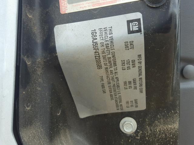 1G8AJ55F47Z208989 - 2007 SATURN ION LEVEL ნაცრისფერი ფოტო 10