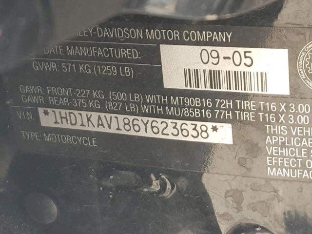 1HD1KAV186Y623638 - 2006 HARLEY-DAVIDSON FLHX BLACK photo 10