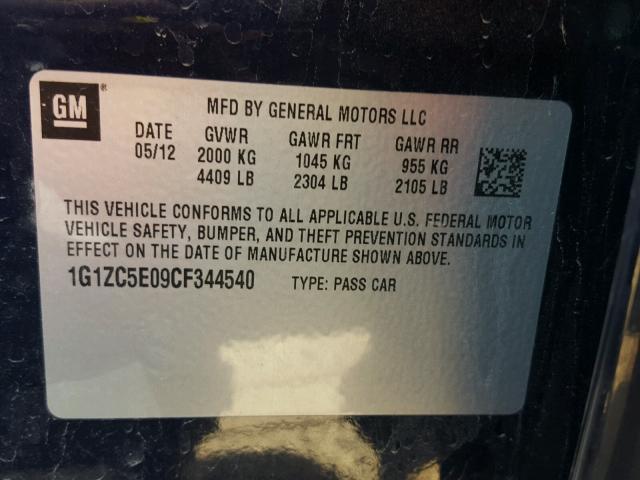 1G1ZC5E09CF344540 - 2012 CHEVROLET MALIBU 1LT 蓝色 照片 10