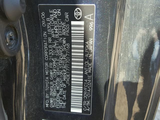 JTKDE177170177168 - 2007 TOYOTA SCION TC 黑色 照片 10