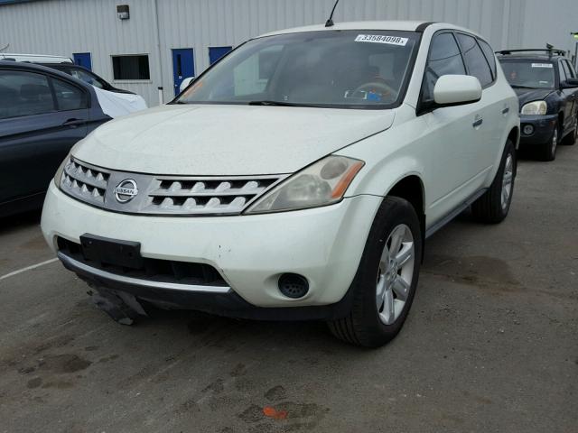 JN8AZ08T57W517430 - 2007 NISSAN MURANO SL WHITE photo 2