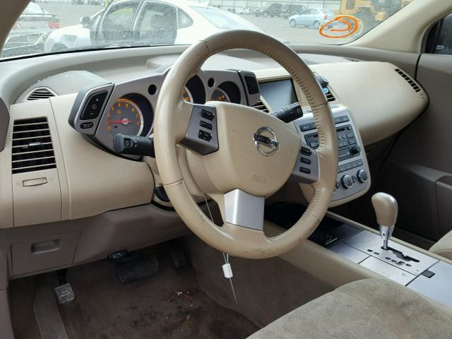 JN8AZ08T57W517430 - 2007 NISSAN MURANO SL WHITE photo 9