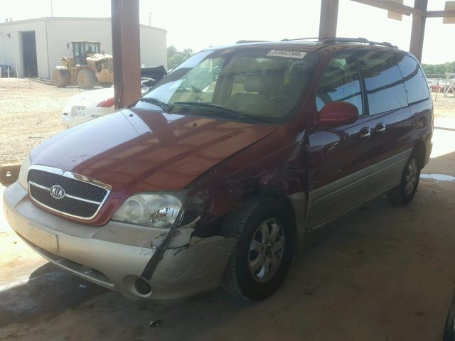 KNDUP132356731588 - 2005 KIA SEDONA EX MAROON photo 2