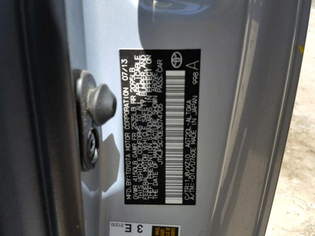 JTKJF5C70E3074705 - 2014 TOYOTA SCION TC 银色 照片 10