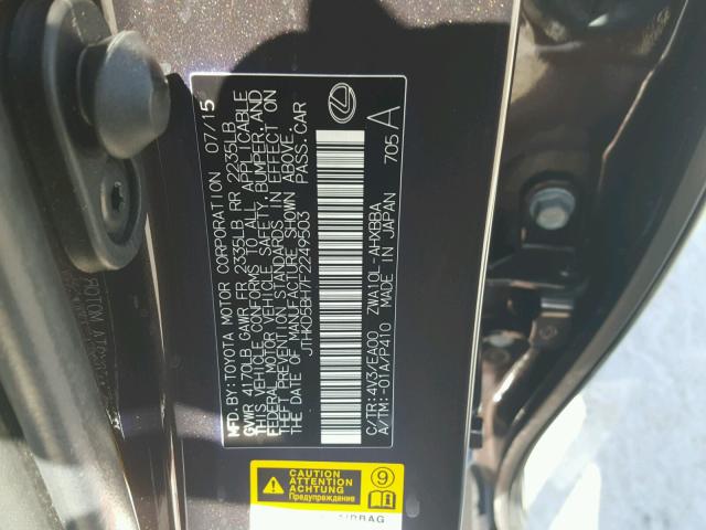 JTHKD5BH7F2249503 - 2015 LEXUS CT 200 BROWN photo 10