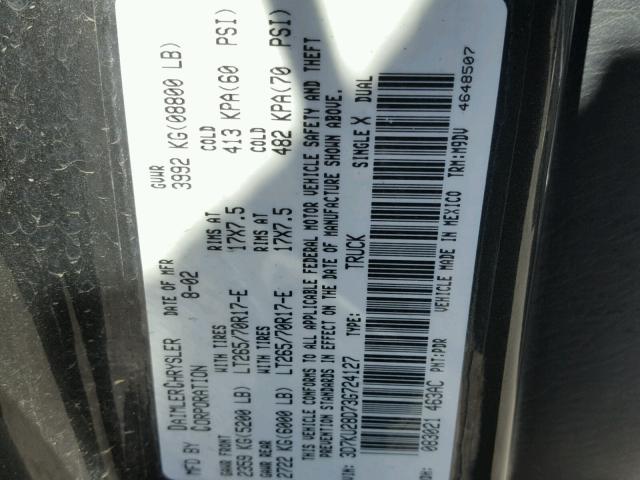 3D7KU28D73G724127 - 2003 DODGE RAM 2500 S GRAY photo 10