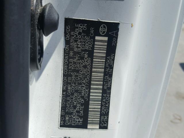 JTKDE177060068389 - 2006 TOYOTA SCION TC 白色 照片 10