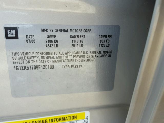 1G1ZK57709F120109 - 2009 CHEVROLET MALIBU LTZ 棕色 照片 10