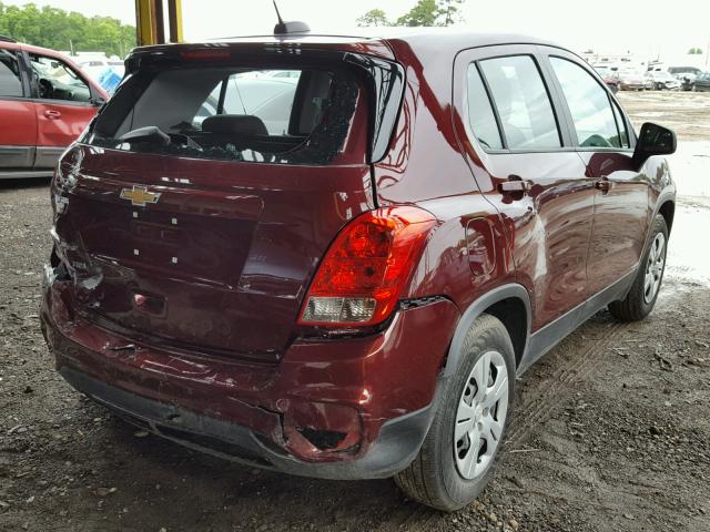 3GNCJKSB0HL270596 - 2017 CHEVROLET TRAX LS MAROON photo 4