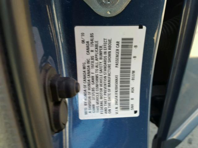 2HGFA1F82BH500641 - 2011 HONDA CIVIC EX BLUE photo 10