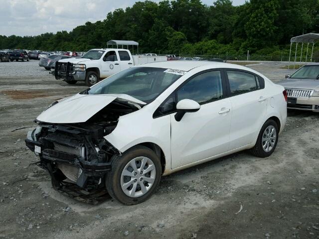 KNADM4A31E6391005 - 2014 KIA RIO LX WHITE photo 2