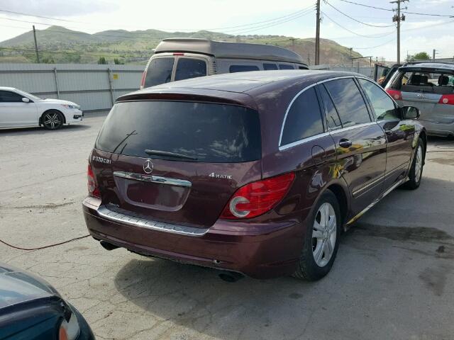 4JGCB22E68A067960 - 2008 MERCEDES-BENZ R 320 CDI BURGUNDY photo 4