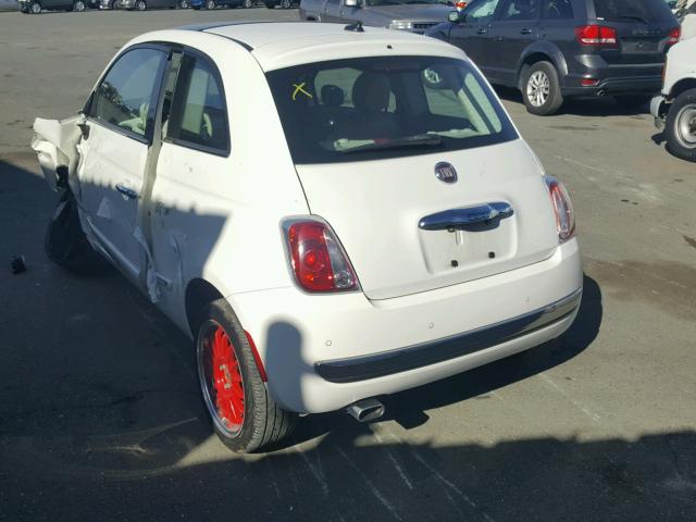 3C3CFFCR4CT143991 - 2012 FIAT 500 LOUNGE WHITE photo 3