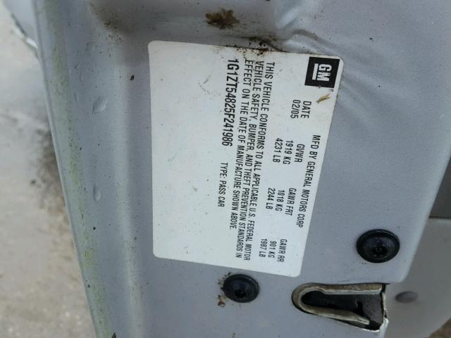 1G1ZT54825F241986 - 2005 CHEVROLET MALIBU LS SILVER photo 10