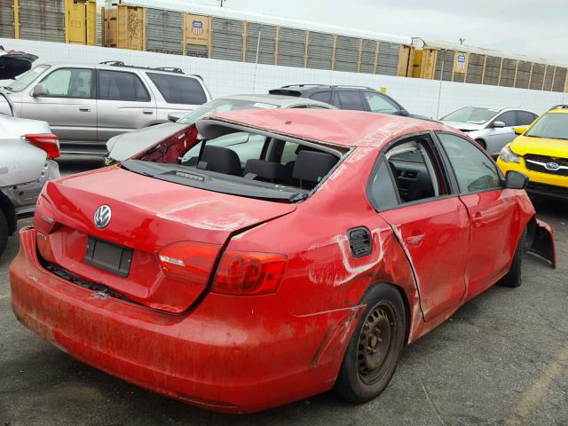 3VW2K7AJ3EM228143 - 2014 VOLKSWAGEN JETTA BASE Կարմիր լուսանկար 4