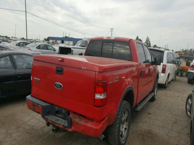 1FTPW14564KB90146 - 2004 FORD F150 RED photo 4
