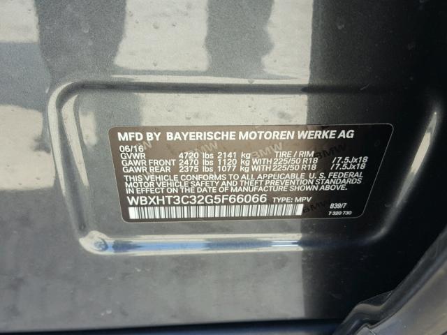 WBXHT3C32G5F66066 - 2016 BMW X1 XDRIVE2 أسود صورة 10