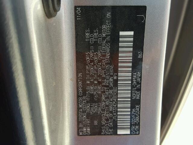 JTLKT324254009000 - 2005 TOYOTA SCION GRAY photo 10