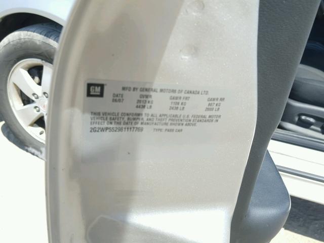 2G2WP552981117769 - 2008 PONTIAC GRAND PRIX SILVER photo 10