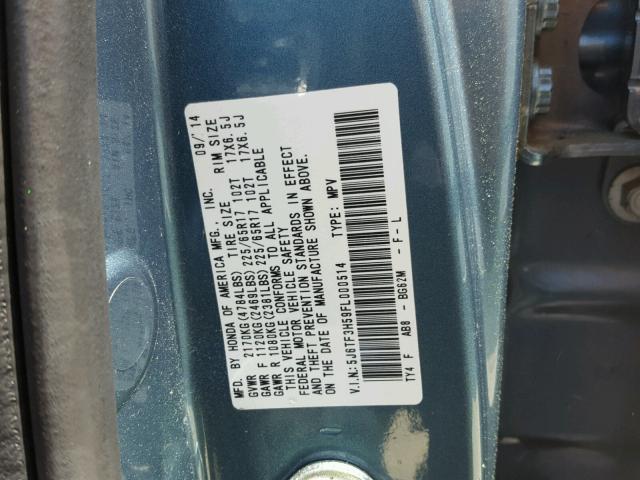 5J6TF3H59FL000514 - 2015 HONDA CROSSTOUR ლურჯი ფოტო 10