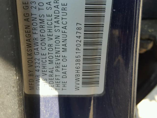 WVWBH63B51P024787 - 2001 VOLKSWAGEN PASSAT GLX 蓝色 照片 10