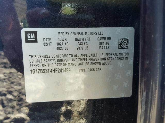 1G1ZB5ST4HF241499 - 2017 CHEVROLET MALIBU LS Mavi foto 10