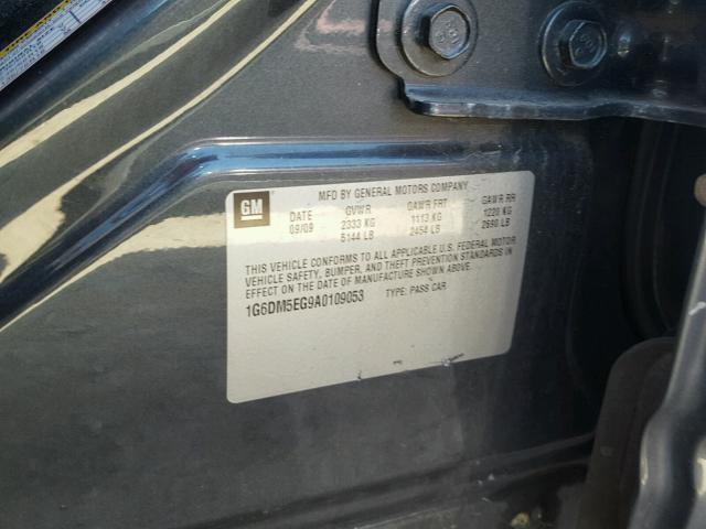 1G6DM5EG9A0109053 - 2010 CADILLAC CTS PERFOR BLACK photo 10