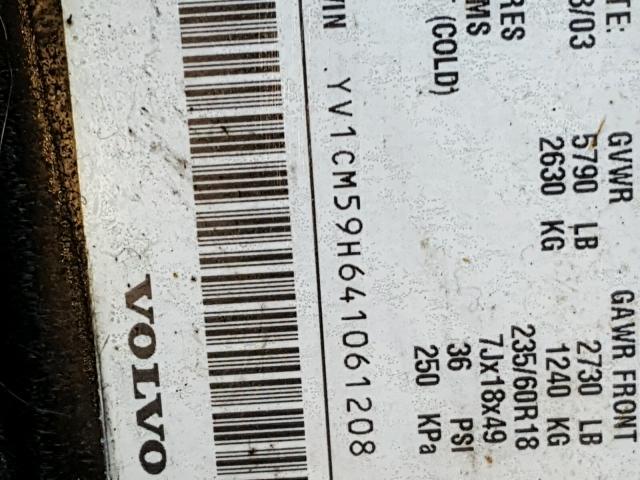 YV1CM59H641061208 - 2004 VOLVO XC90 BLACK photo 10