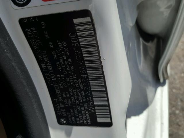 WBAAZ33464KP91300 - 2004 BMW 325 IS SUL WHITE photo 10