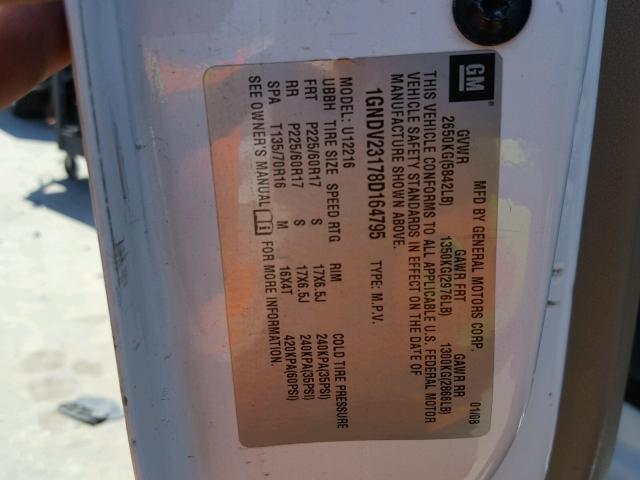 1GNDV23178D164795 - 2008 CHEVROLET UPLANDER L 白色 照片 10