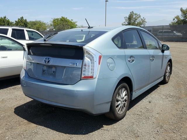 JTDKN3DP9D3033604 - 2013 TOYOTA PRIUS PLUG BLUE photo 4