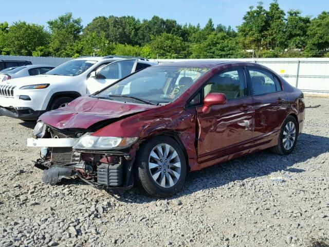 2HGFA16869H533832 - 2009 HONDA CIVIC EX BURGUNDY photo 2