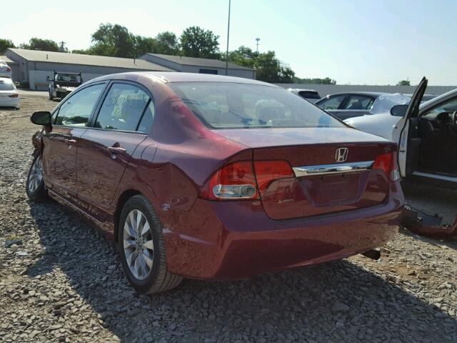 2HGFA16869H533832 - 2009 HONDA CIVIC EX BURGUNDY photo 3